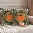 thumbnail image 2 of Fall Pumpkins Outdoor Waterproof Pillow Covers, Thanksgiving Autumn Leaves Rustic Checkered Decorative Square Throw Pillowcase Sofa Cushion Sham for Patio/Couch/Chair, 16"x16" 2 Pack, 2 of 8