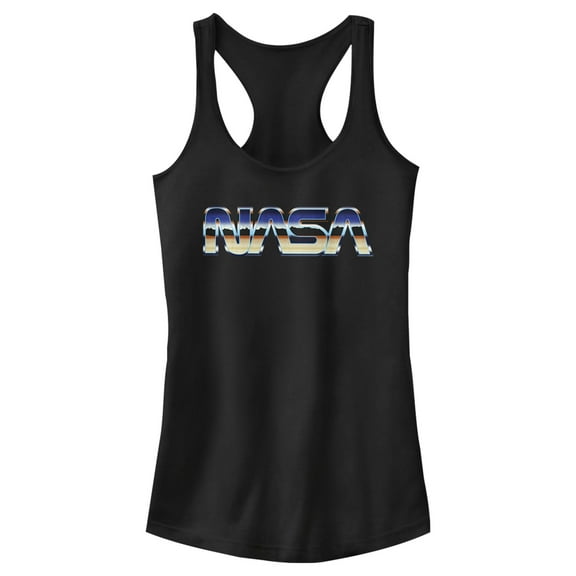 Junior's NASA Desert Landscape Logo  Racerback Tank Top Black Large