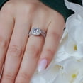 thumbnail image 4 of Sterling Silver 925 Rhodium Plated Clear Square Engagement Ring Set White CZ Female Size 5, 4 of 4