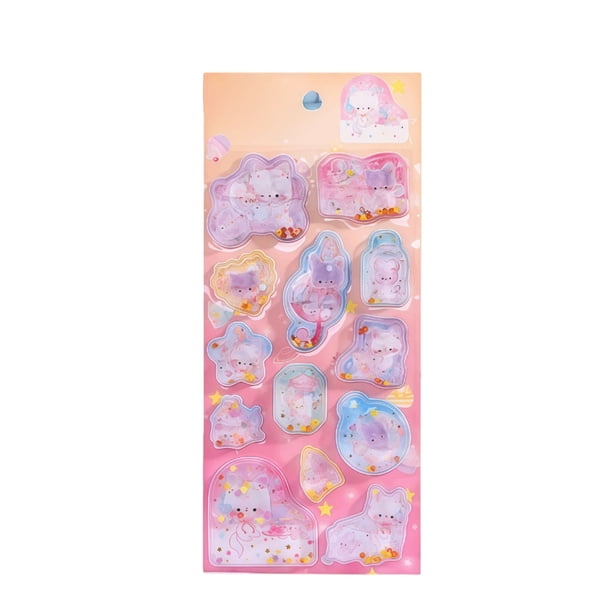Lindo Botella de Agua Pegatinas Estereoscópica Puffy Kawaii Pegatina de Resina con Brillo Espumoso Diy Pegatinas para Scrapbooks Portátiles Botellas de Agua Creatividad de los Niños