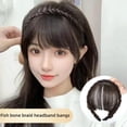 thumbnail image 4 of Fishbone Braid Headband with Bangs & Sideburns | Realistic & Lightweight Hair Extension | Natural Black, Brown Black, Dark Brown, Light Brown, 4 of 7