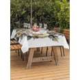 thumbnail image 4 of 54x80 Inch Outdoor Tablecloth with Umbrella Hole Zipper Rectangle Yellow Flower Rectangular Tablecloths Outside Waterproof Vintage Rose Floral Watercolor Green Leaf Patio Table Cover for Picnic Party, 4 of 8