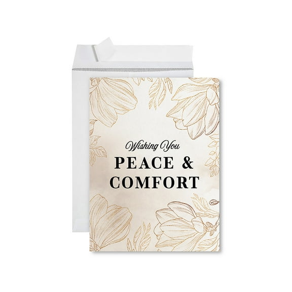 Koyal Wholesale Jumbo Sympathy Card with Envelope, Sorry For Your Loss Card, Wishing You Peace & Comfort, 1-Pack