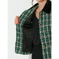 thumbnail image 5 of INSPIRE CHIC Women's Elegant Velvet Collared Plaid Tweed Blazer S Green, 5 of 6