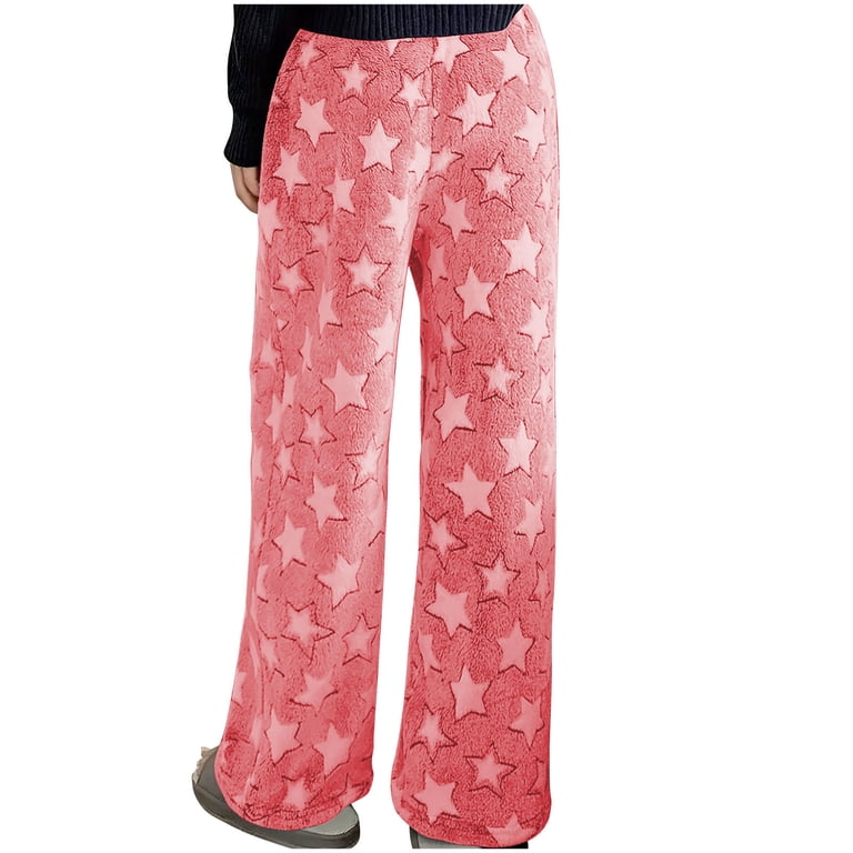 SOOMLON Pajama Pants Women Cozy Plush Star Graphic Pajama Bottoms