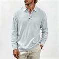 thumbnail image 3 of Hngshg Mens T-Shirts Big and Tall Comfy Button Up Collared Tops Long Sleeve Solid Color Pullover Tee Shirts, 3 of 7