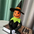 thumbnail image 3 of Nmdmisc 14" Halloween Xmas Pumpkin Elf Plush Stuffed Doll,Handmade Pumpkin Elf Toy with Black Hat,White Gloves and Cape for Halloween and Autumn Harvest Holiday Tabletop Home Decorations, 3 of 4