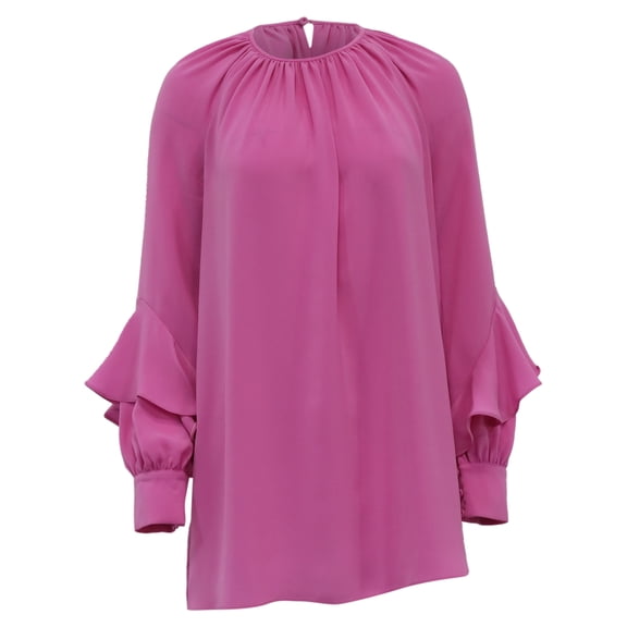 Pre-Owned Max Mara Studio Ombrosa Ruffle-Detailed Blouse in Pink Triacetate