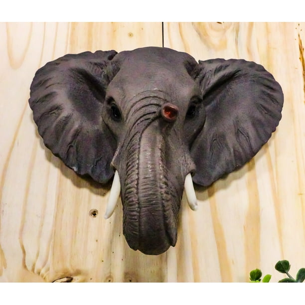 Ebros Safari African Bush Elephant Wall Bust Sculpture 9" Tall Majestic