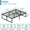 thumbnail image 3 of Lutown-Teen 18 inch Full Size Bed Frame No Box Spring Needed, Heavy Duty Metal Platform Beds with Sturdy Steal Slats for Mattress Foundation, Easy Assembly, Noise Free, Black, 3 of 6