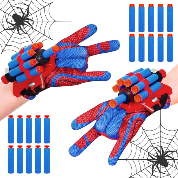 Juego de 2 juegos de Spider Web Shooter Genqiang con guantes de superhéroe para niños