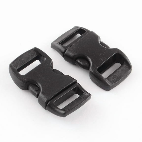 50pcs POM Plastic Side Release Buckles Survival Bracelet Clasps Black 29x15x6mm Hole: 11x3.5mm