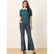 thumbnail image 2 of Blusa De Manga Corta Con Cuello Peter Pan En Contraste Vintage Para Mujer Lago Azul XS, 2 of 5