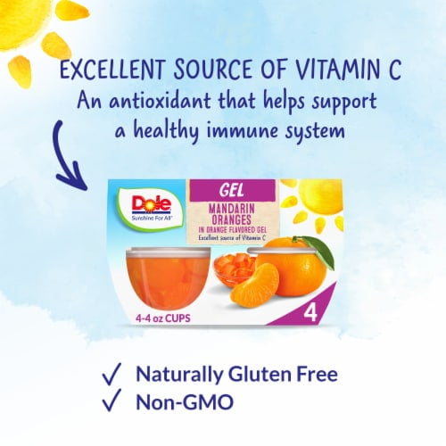 2X-Dole Fruit Bowls Mandarins in Orange Flavored Gel Cups - 4.3 oz - 4 ct