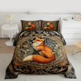 thumbnail image 2 of Homewish Jungle Wildlife Fox Queen Comforter Set,Vintage Country Floral Bedding Sets,Orange Brown Black Bedding Comforter Set For Girl Teens,Breathable Home Decor Reversible,3 Pieces, 2 of 8
