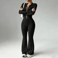 thumbnail image 6 of Domzest Women's Two Piece Yoga Set Fitness Outfit Sports Jacket and High-waisted Flared Pants Suitable for Running, Fitness, Workout Black S, 6 of 6