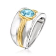 thumbnail image 3 of Ross-Simons 1.20 Carat Swiss Blue Topaz Ring in Sterling Silver and 18kt Gold Over Sterling, Women's, Adult, 3 of 6