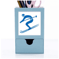 thumbnail image 1 of Blue Skiing Winter Sport Outline Desk Supplies Organizer Pen Holder Card, 1 of 3
