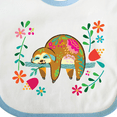 thumbnail image 4 of Inktastic Sloth Cute Girls Flowered Girls Baby Bib, 4 of 4