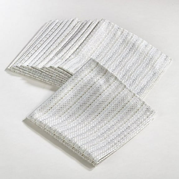 Fennco Styles Gloria Collection Stitched Design Dinner Napkin (Set of 12, Ivory)