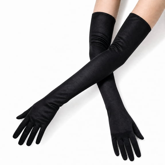 Unique Bargains 1 Pair Party Gloves Elegant Extra Long Stretch Satin Long Opera Party Gloves 21.65"x4.72" Black