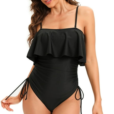 POROPL Womens One Piece Swimsuits Fashion Bikini Halter Top Swim Beach Swim Black Size S-2XL