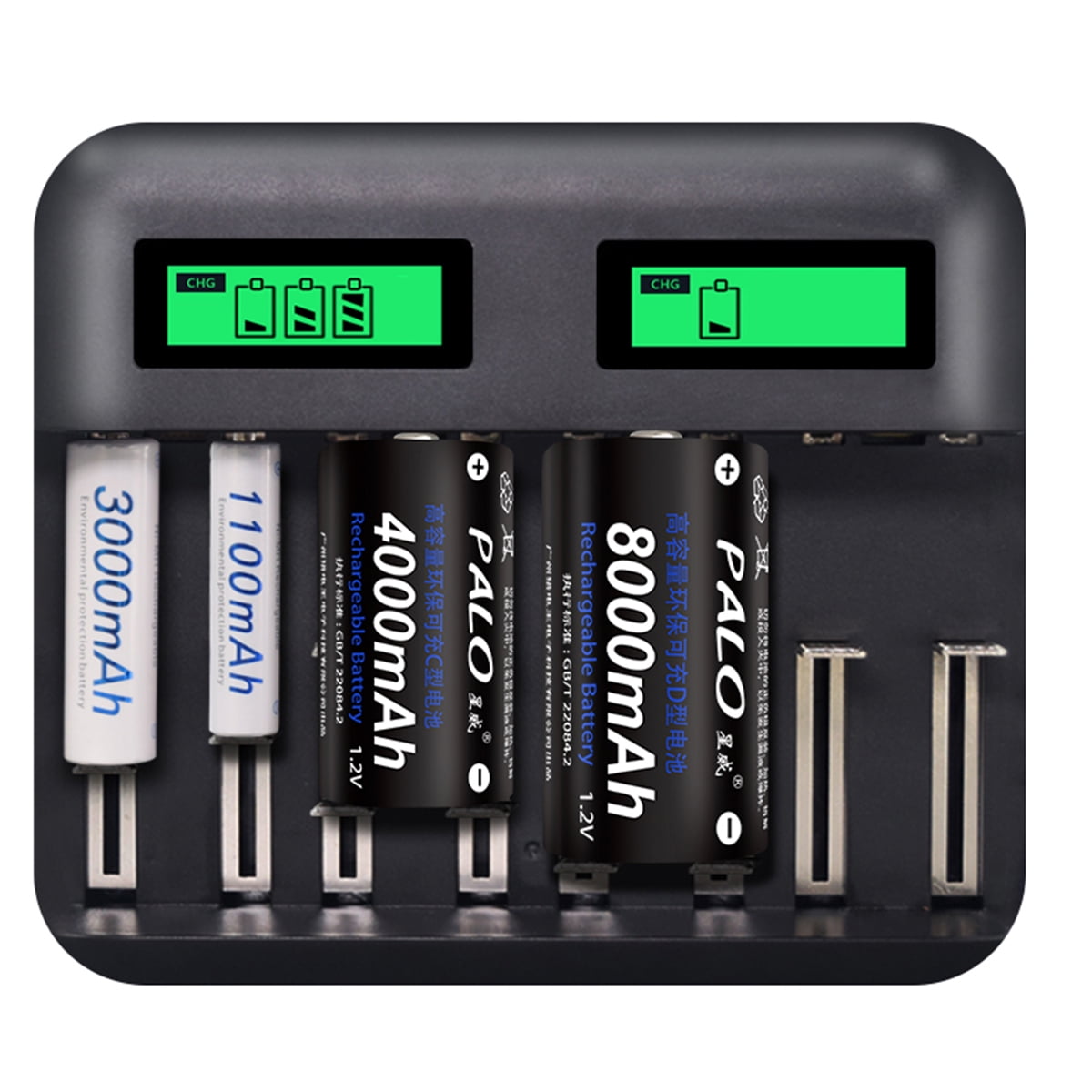 8 Slots LCD Display USB Battery Charger for AA AAA C D Size
