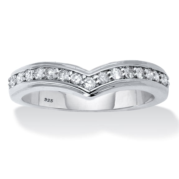 .25 TCW Diamond Sterling Silver Chevron Ring