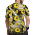 thumbnail image 2 of Wukai Sunflowers On Black And White Stripes Print Men's Short-Sleeved Mesh T-Shirt,Quick-Dry Short Sleeve Workout T-Shirt-, 2 of 8