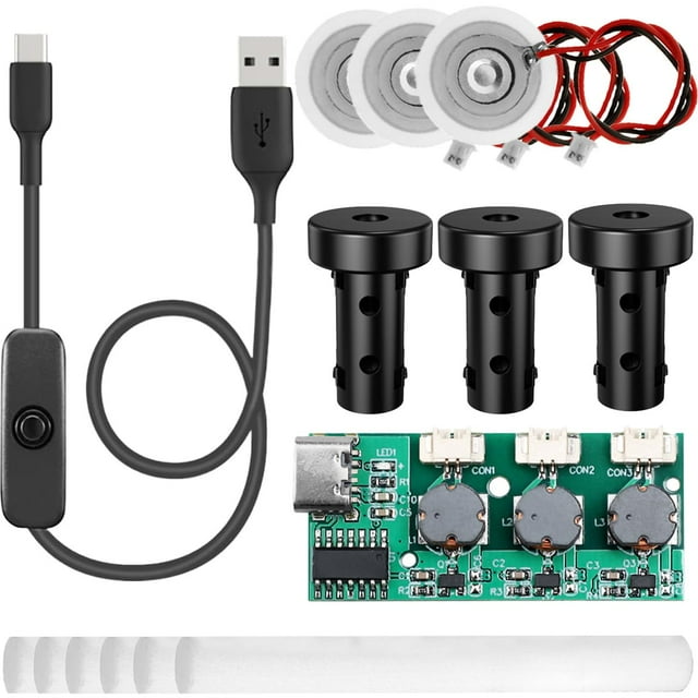 Fog Maker Kit, No Time DIY Fog Sprayer Module Replacement Set, with ON/OFF Button, for Desktop Water Tanks, USB Humidifiers