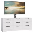 thumbnail image 1 of Gran capacidad y diseño moderno – Mueble de TV para 32-85" – 9 cajones – Gran espacio de almacenamiento – Consola de entretenimiento de madera, color blanco, 1 of 8