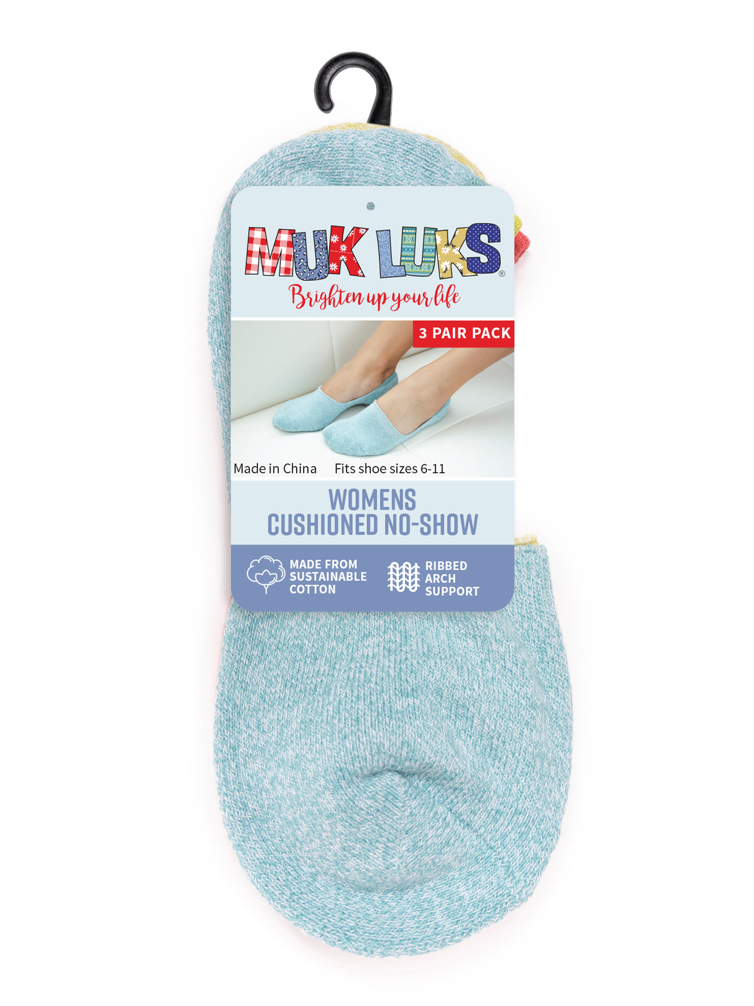 MUK LUKS Women's NO SHOW Liner Socks, 6 pairs