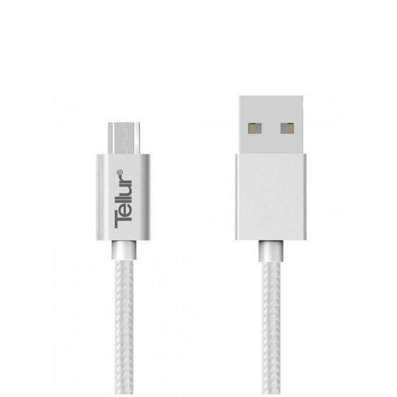 Tellur Data cable, USB to Micro USB, Nylon Braided, 1m, Silver