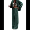 thumbnail image 3 of Conjuntos de Dos Piezas para Mujer, Cárdigan de Color Liso Moderno, Chaqueta de Larga y Pantalones de Pierna , Trajes Deportivos. Verde S, 3 of 10
