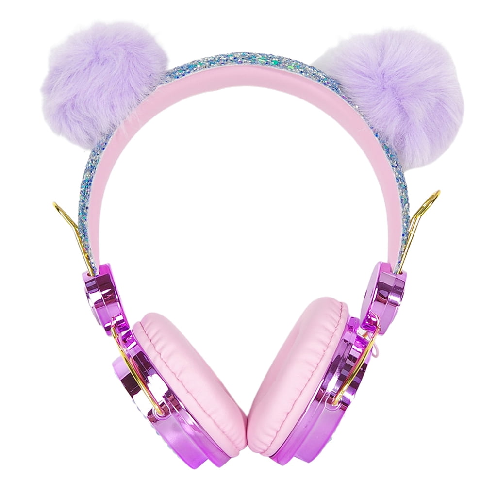 Cute Glitter Bear Kids Headphone Volume Limiting for Girls Children