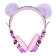 Cartoon Glitter Bling Bear Ear Kids Headphone with Microphone for Girls