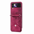 thumbnail image 3 of Dteck Wallet Case for Samsung Galaxy Z Flip3 5G Embossed PU Leather Cover Removable Adjustable Shoulder Neck Strap Lanyard Phone Case with Card Holder, winered, 3 of 7