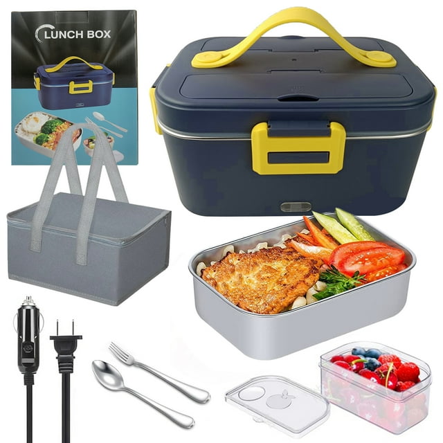 Electric heating lunch box,Steel Container Spoon Box Car Heated Lunch Box Removable Stainless Steel With Removable Stainless Car Dual Use Container Spoon Carry 75w Stainless Steel Container Ichu (