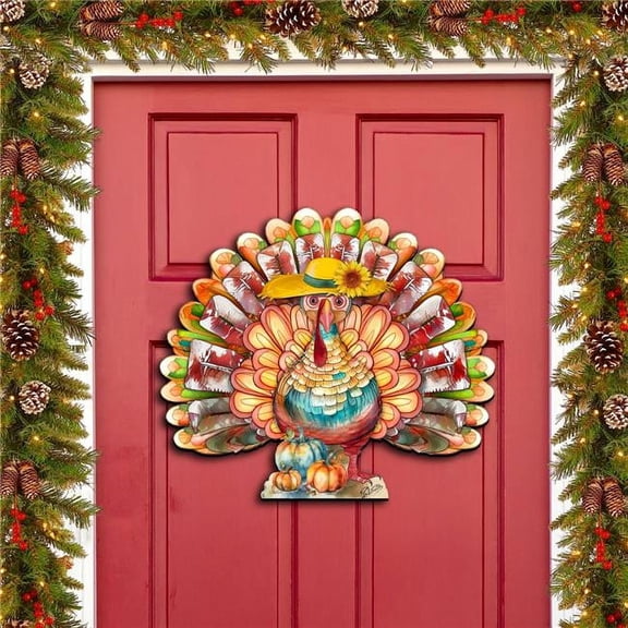 Designocracy 8611055H 24 x 18 in. Thanksgiving Turkey Holiday Thanksgiving Halloween Door Decor