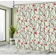 thumbnail image 5 of Ambesonne Summer Shower Curtain, Wave Floral Heart Swirls, 69"Wx75"L, Eggshell Vermilion Black, 5 of 5