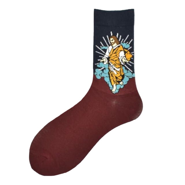 Calcetines de otoño e invierno para hombre, calcetines personalizados de la serie de pinturas de fama mundial retro literarias, calcetines de pintura al óleo para hombre
