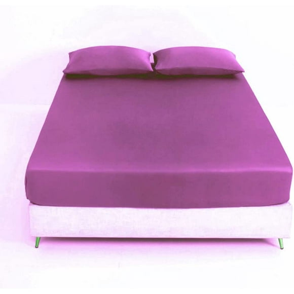 shiyou-Fitted Sheet Ultra Soft Bottom Sheet with Deep Pocket for Mattress Up to 14 inches, Wrinkle Free & Fade Resistant-1 Fitted Sheet Only (Purple, Queen)