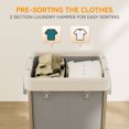 thumbnail image 3 of BGTREND 160L Large Laundry Basket with Wheels, Double Laundry Hamper Rolling, Clothes Hamper Cart for Laundry, Bedroom, Bathroom and Dorm, Gray, 3 of 8