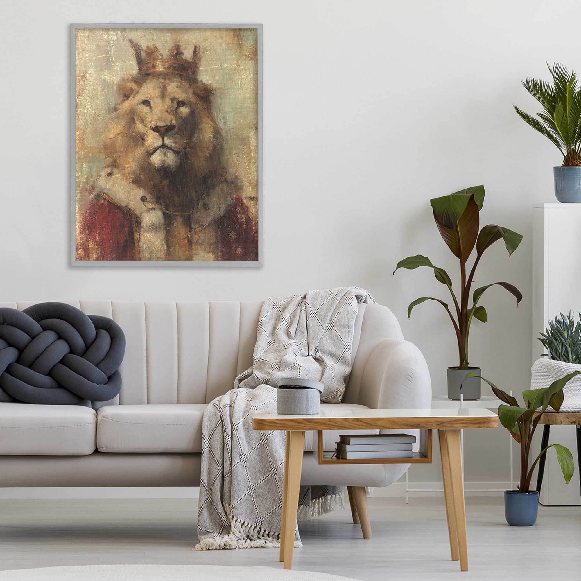 Stupell Industries Regal Lion Sovereign Gray Framed Giclee Art, design by Svetlana Aleynikova