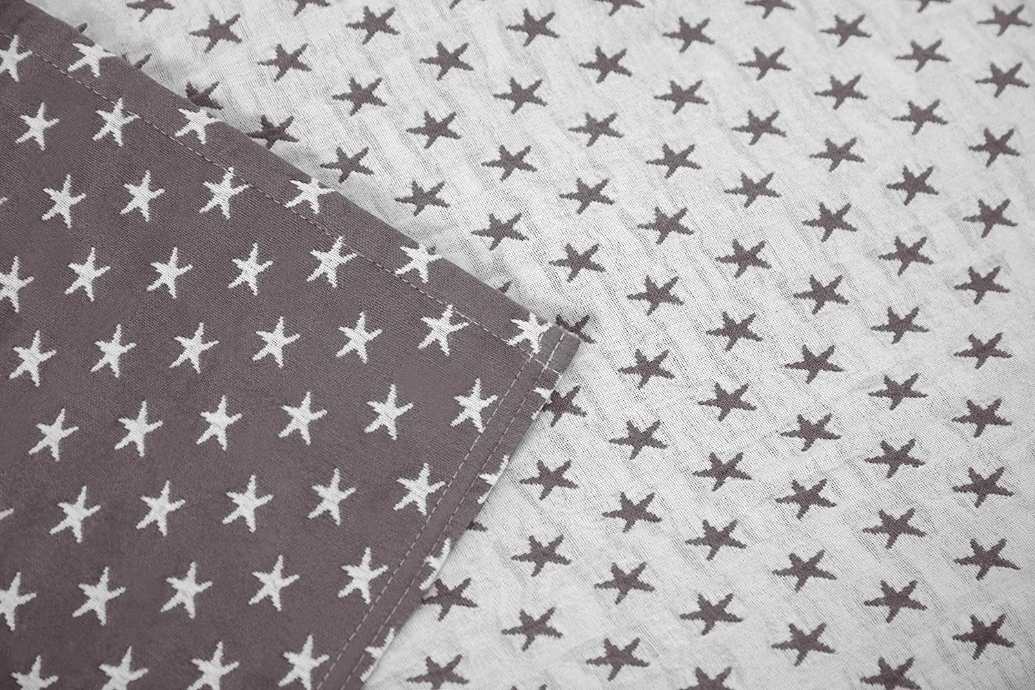 Sterling Creek Dawson Gray White Star Muslin Blanket Three Layers Lightweight Cotton Gauzy Blanket Queen
