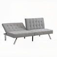 thumbnail image 4 of Modern Grey Fabric Futon Sofa Bed 220cm with Stainless Legs, 4 of 12