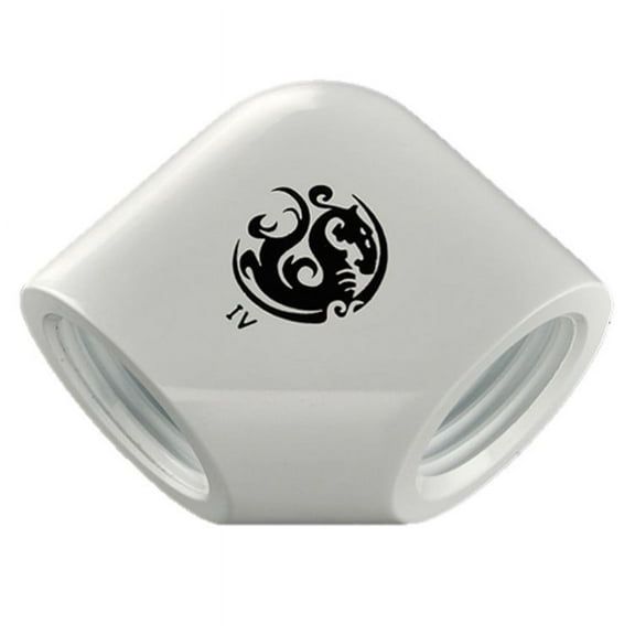 Bitspower G1/4" Female to Female Extender Fitting, 90 Degree Angle, Deluxe White