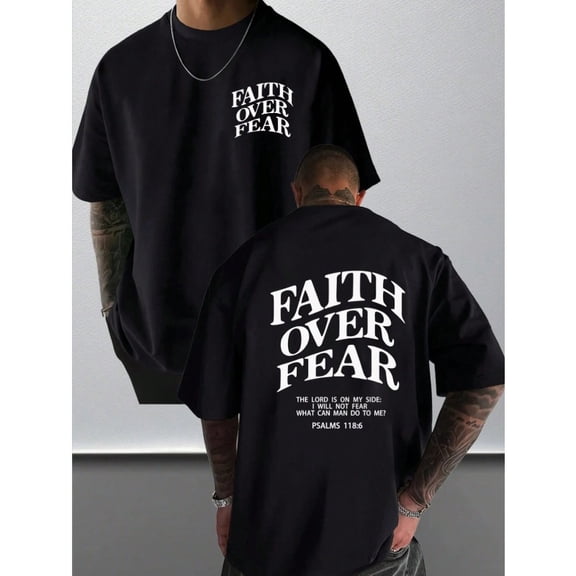 Men's Graphic T-Shirt Faith Over Fear Daily Wear 100% Cotton Unisex Gift Idea For Him Her Streetwear Design Comfortable Casual Top