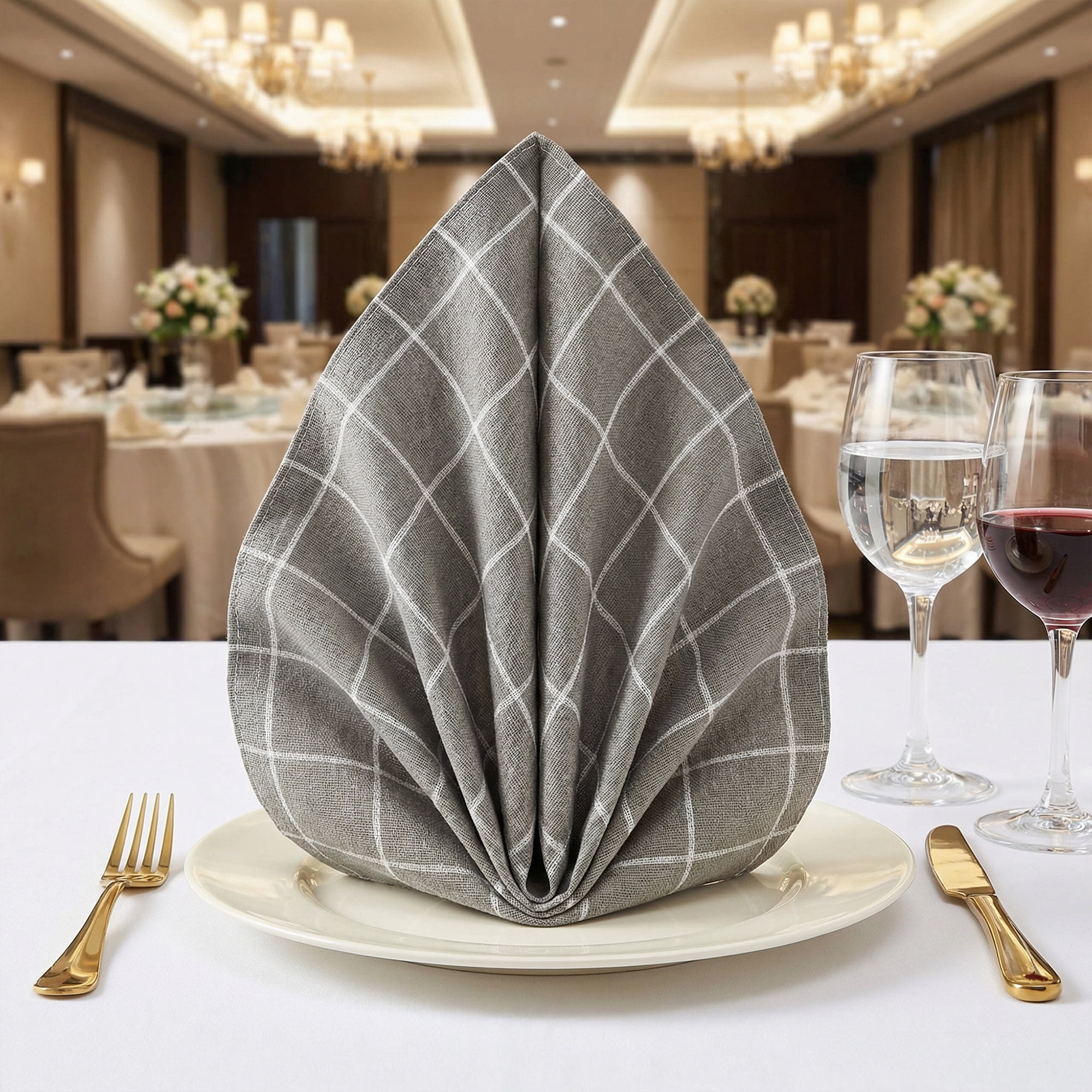 Unique Bargains 6Pcs Washable Restaurant Cloth Napkins Grey 16x12inch