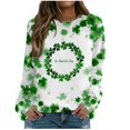 thumbnail image 1 of Plebaso Chandail en Molleton de la Saint-Patrick pour Femmes Imprimé Trèfle Col Rond Manches Longues Chandail P-5TG, 1 of 4